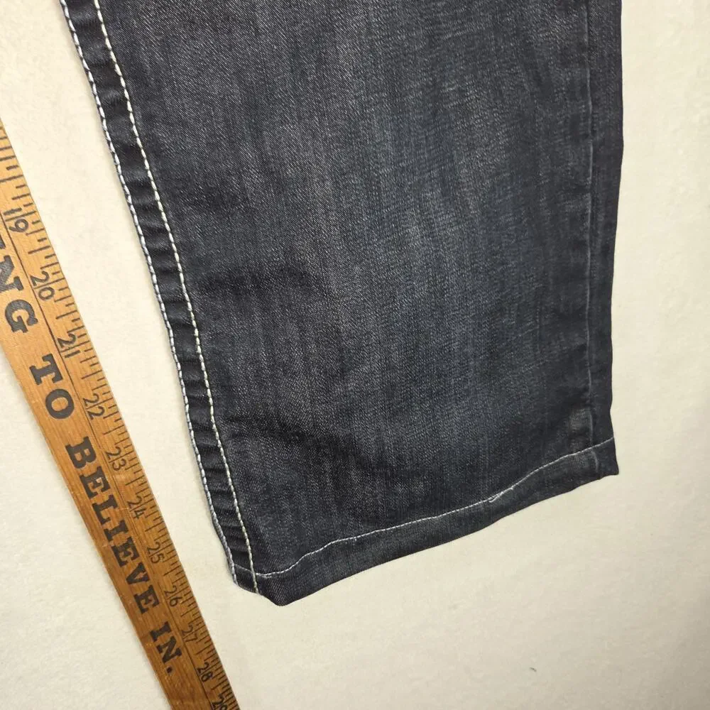 Vtg Postage Jeans 34x30 Dark Blue Cotton Denim Y2k 2000s Jean Belted Pants Retro
